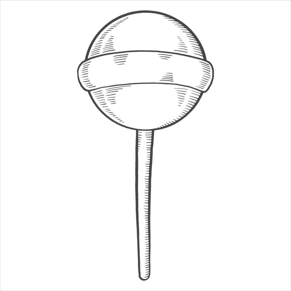 sucette ronde bonbon sucré isolé doodle croquis dessiné à la main avec style de contour vecteur