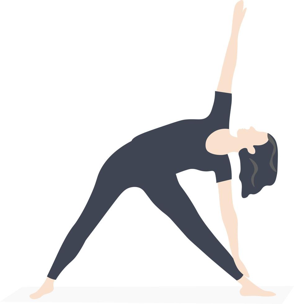 illustration d'une fille en noir faisant du yoga vecteur