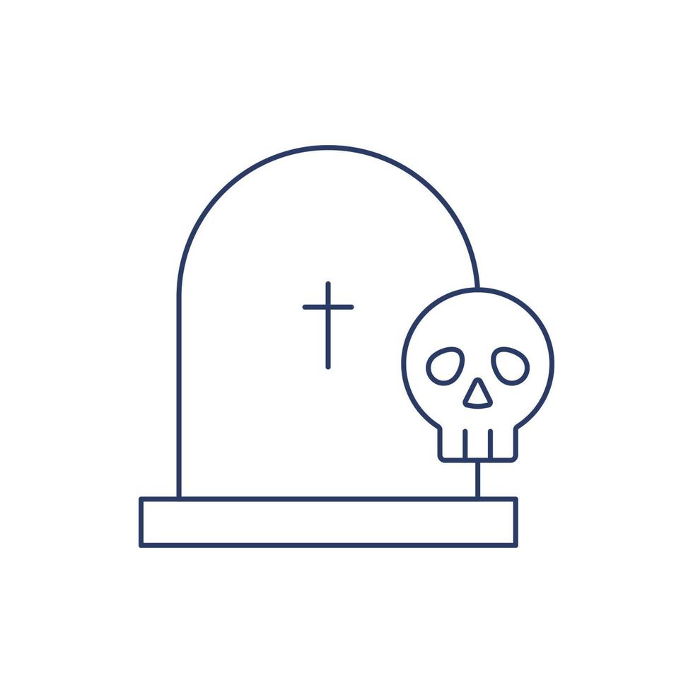 icône de la tombe et du crâne d'halloween vecteur