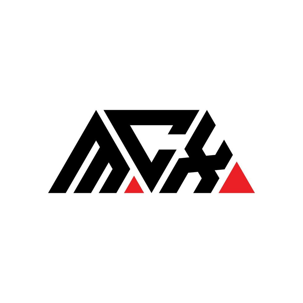 création de logo de lettre triangle mcx avec forme de triangle. monogramme de conception de logo triangle mcx. modèle de logo vectoriel triangle mcx avec couleur rouge. logo triangulaire mcx logo simple, élégant et luxueux. mcx