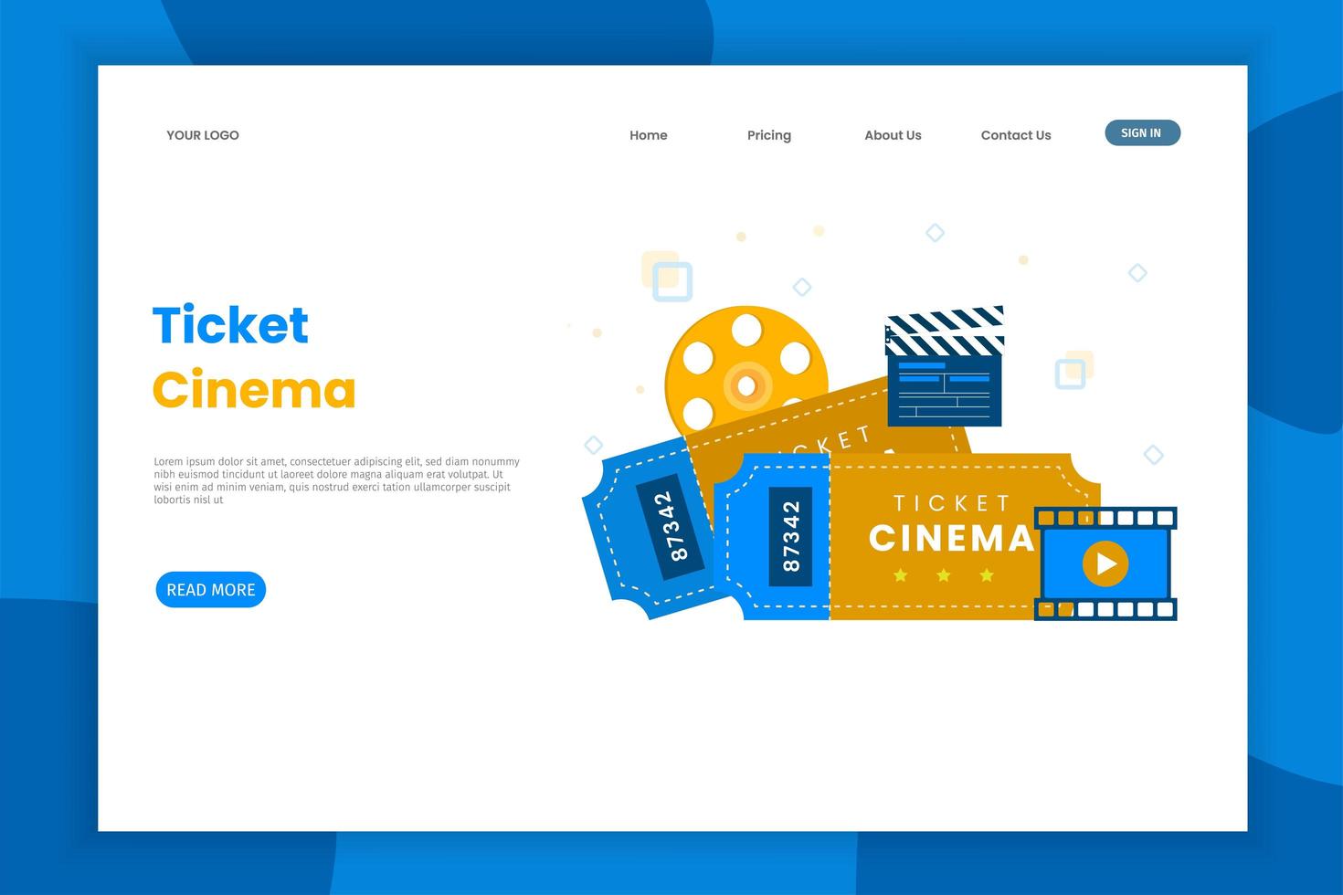 Page de destination des billets de cinéma vecteur