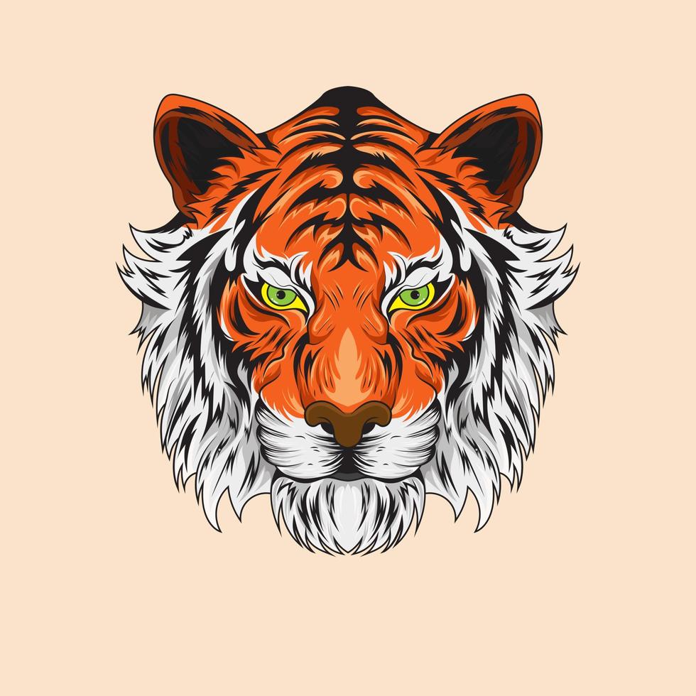 personnage animal tigre bête illustrations vectorielles colorées dessinées à la main. pour les graphiques de t-shirts, les bannières, les imprimés de mode, les t-shirts à slogan, les autocollants, les dépliants, les affiches et autres utilisations créatives vecteur