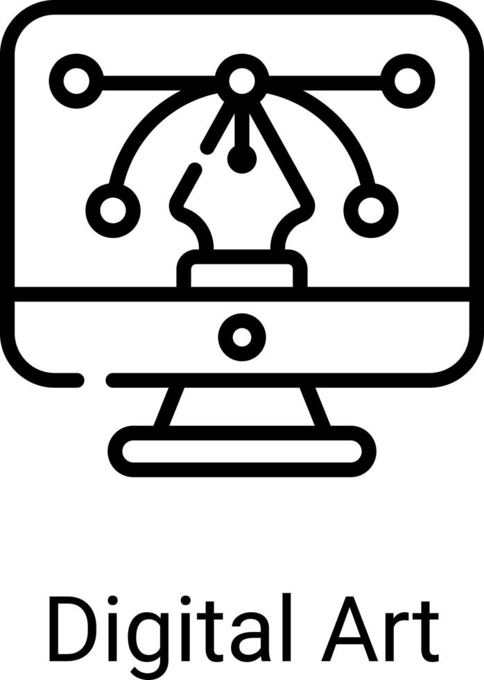 icône de ligne d'art numérique isolé sur fond blanc vecteur