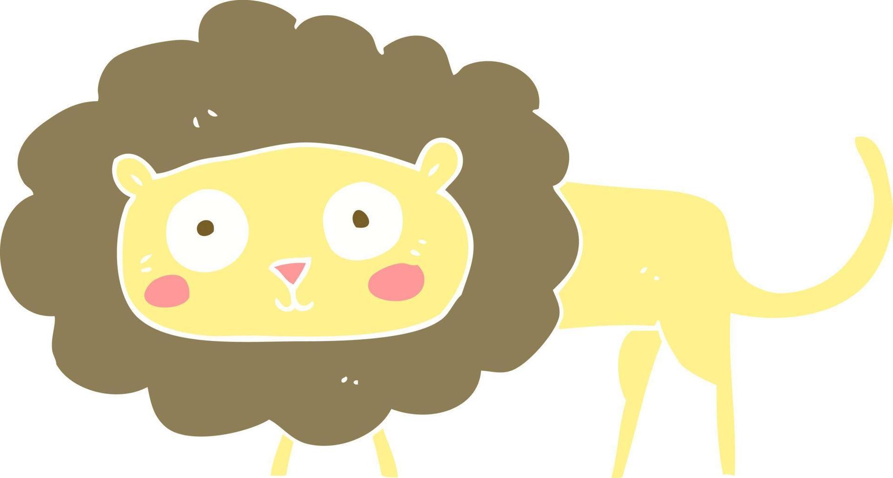 illustration en couleur plate d'un lion de dessin animé vecteur