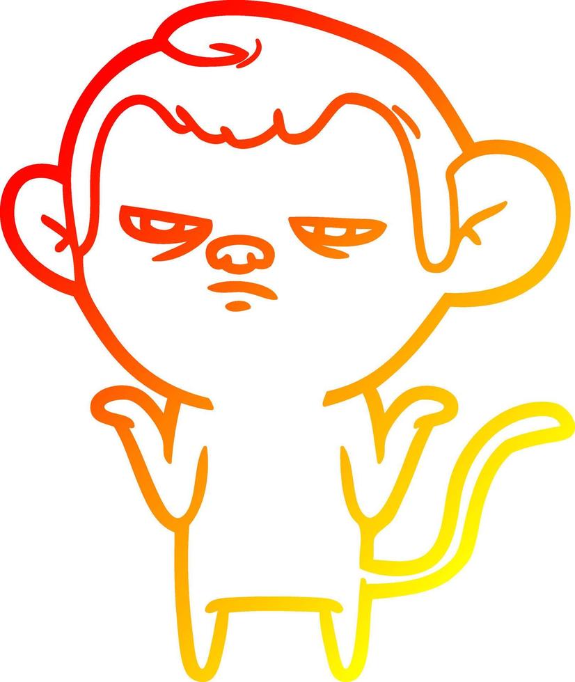 ligne de gradient chaud dessinant un singe de dessin animé vecteur