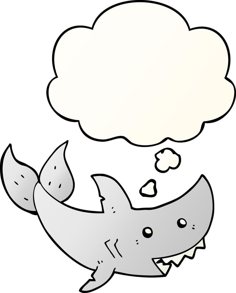 requin de dessin animé et bulle de pensée dans un style dégradé lisse vecteur