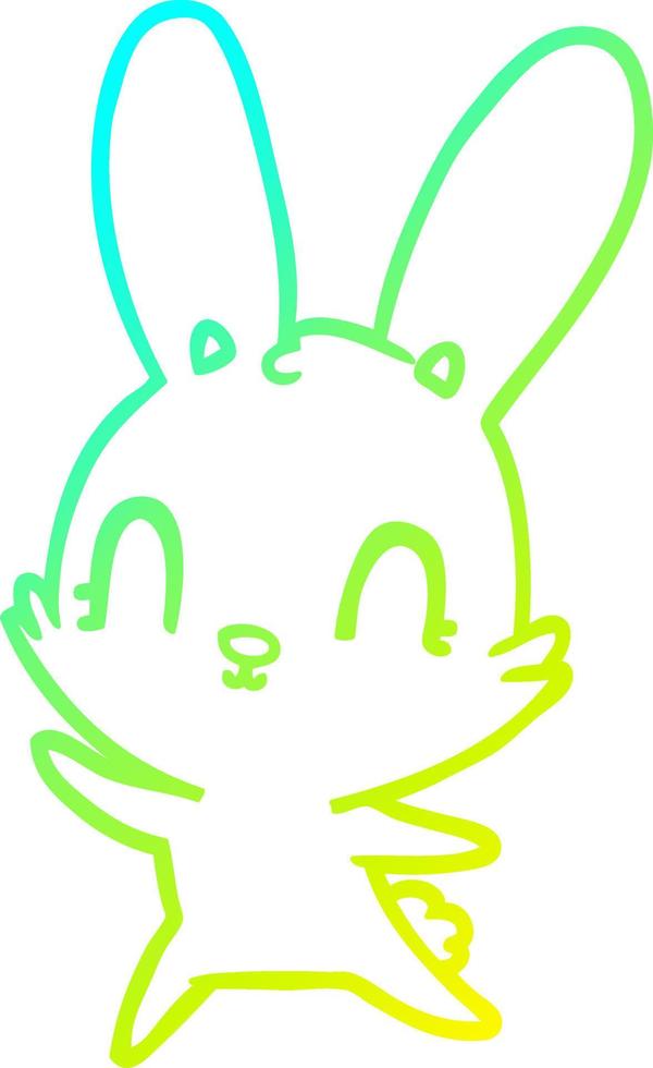 ligne de gradient froid dessinant un lapin de dessin animé mignon dansant vecteur