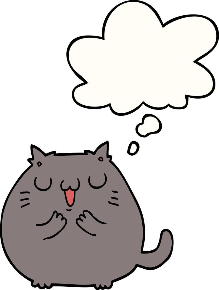 chat de dessin animé heureux et bulle de pensée vecteur