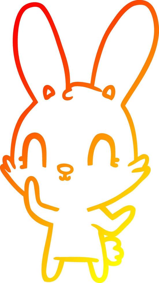 ligne de gradient chaud dessinant un lapin de dessin animé mignon vecteur