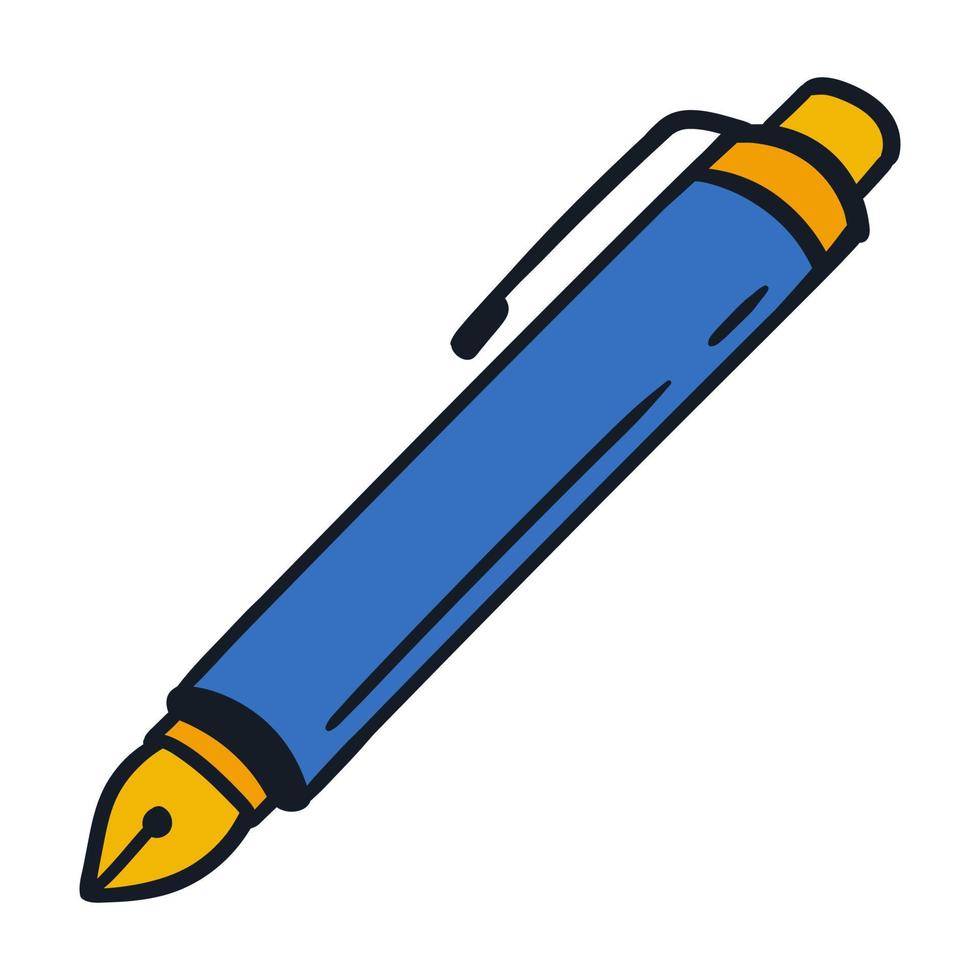 Élément d'icône de stylo plume avec style dessiné à la main vecteur