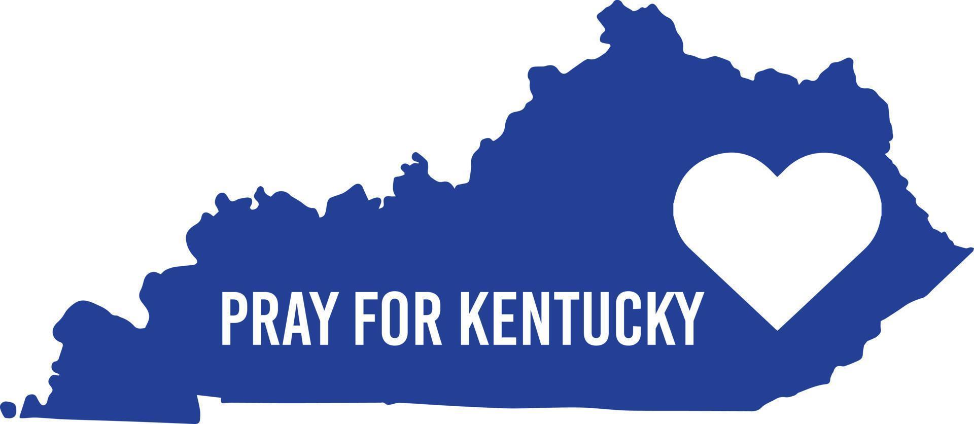 priez pour la carte du kentucky et le symbole du coeur d'amour. Inondations du centre des Appalaches vecteur