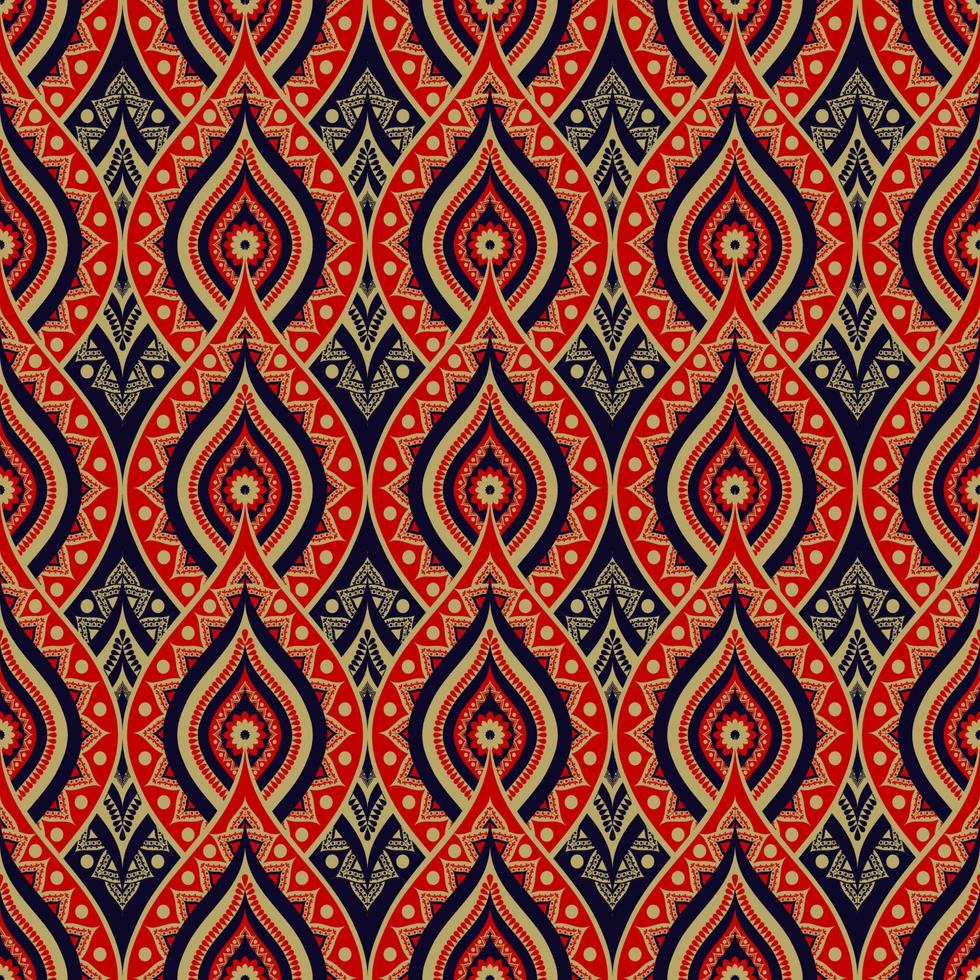 fond de motif sans couture de style fleur indienne de couleur rouge-or ethnique. utilisation pour le tissu, le textile, les éléments de décoration intérieure, le rembourrage, l'emballage. vecteur