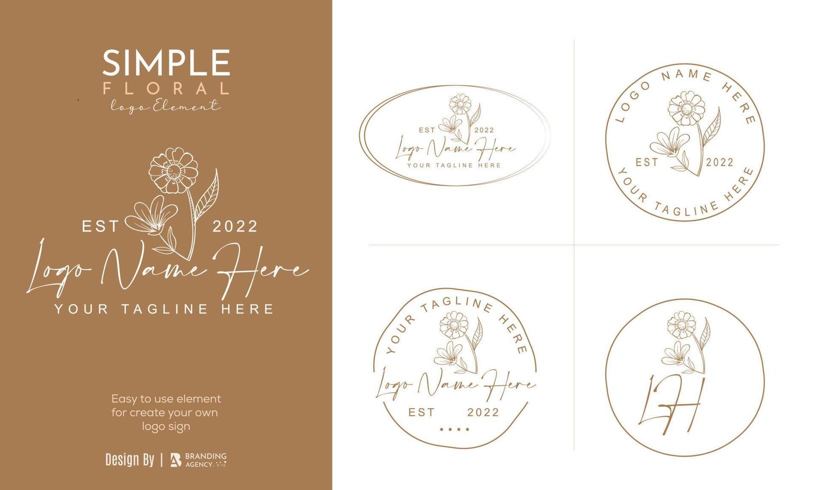 logo dessiné à la main d'élément floral botanique avec fleur et feuilles sauvages. logo pour spa et salon de beauté, boutique, magasin bio, mariage, designer floral, intérieur, photographie, cosmétique. vecteur