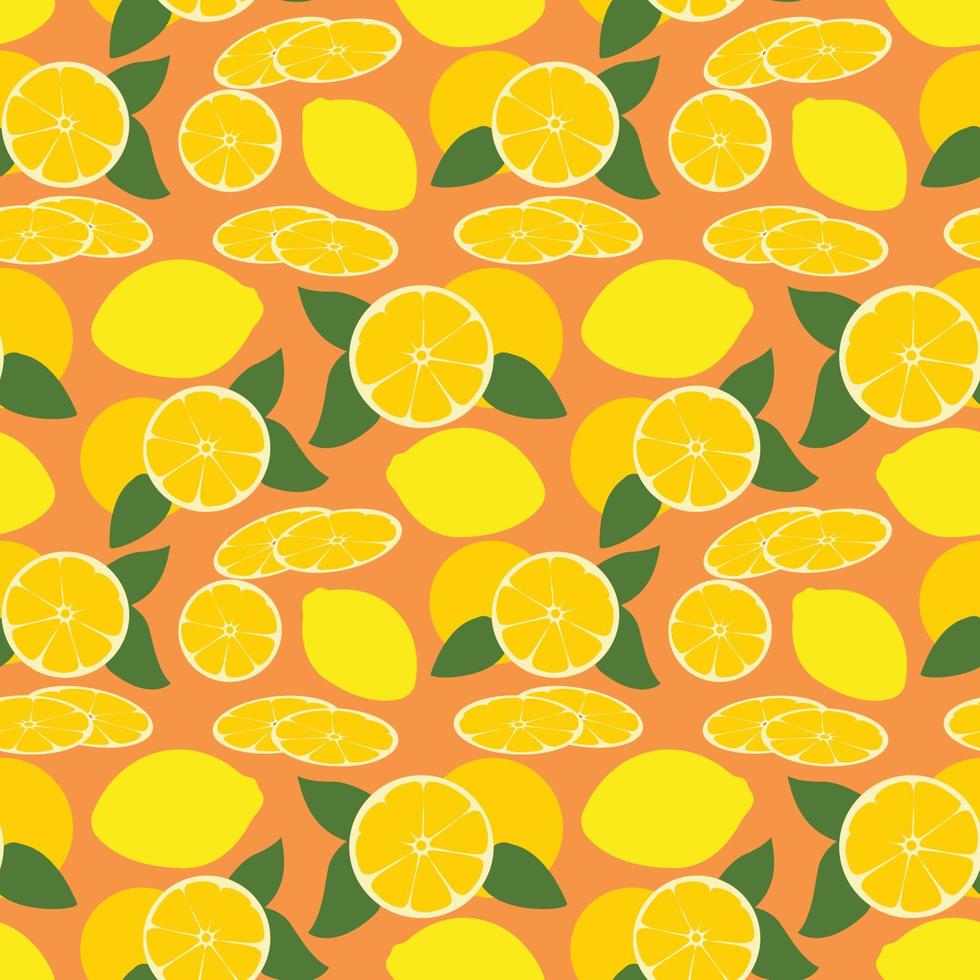 motif de citron sans soudure avec des fruits tropicaux, des feuilles. conception de texture de modèle sans couture. vecteur