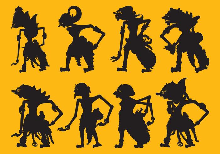 Silhouettes de wayang vecteur