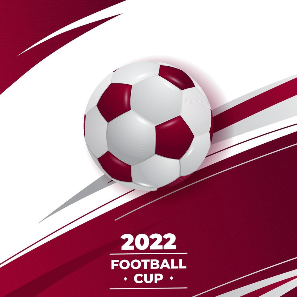 modèle d'affiche de ligue de compétition de coupe de football ou de football avec ballon 3d et fond rouge vecteur