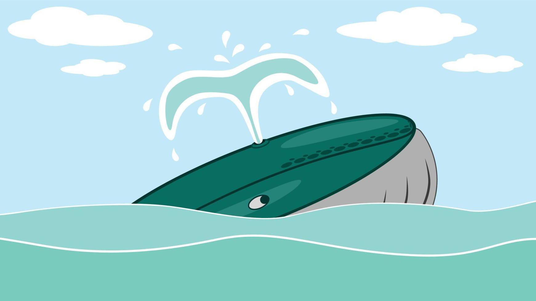 une baleine remonte à la surface et crache de l'eau vecteur