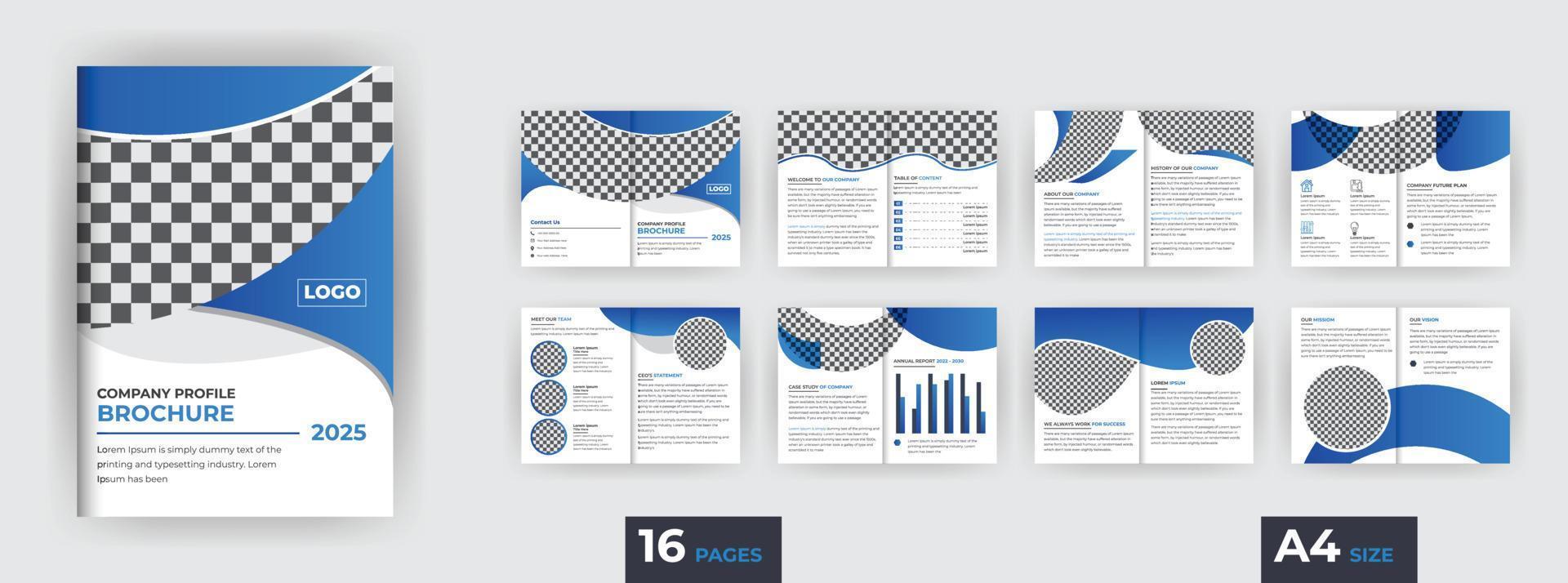 conception de brochure polyvalente de 16 pages, modèle de brochure d'entreprise créative à deux volets, vecteur