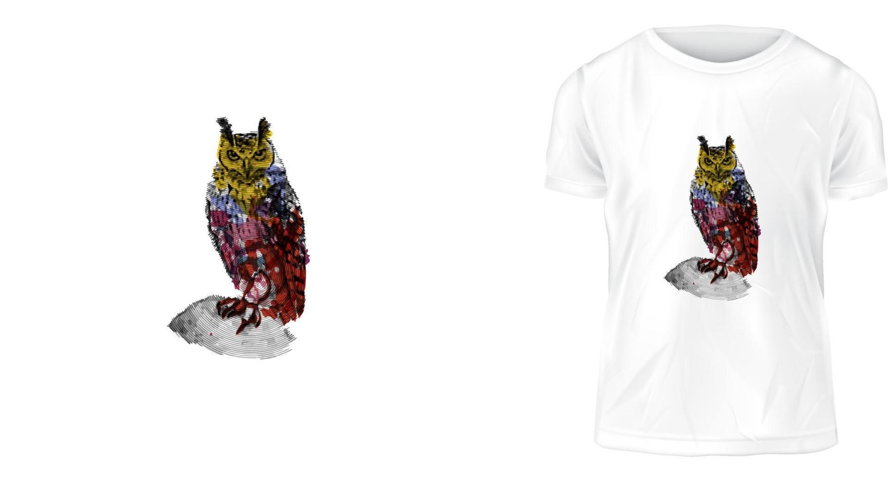 concept de design de t-shirt, quand le hibou chante la nuit est silencieuse vecteur