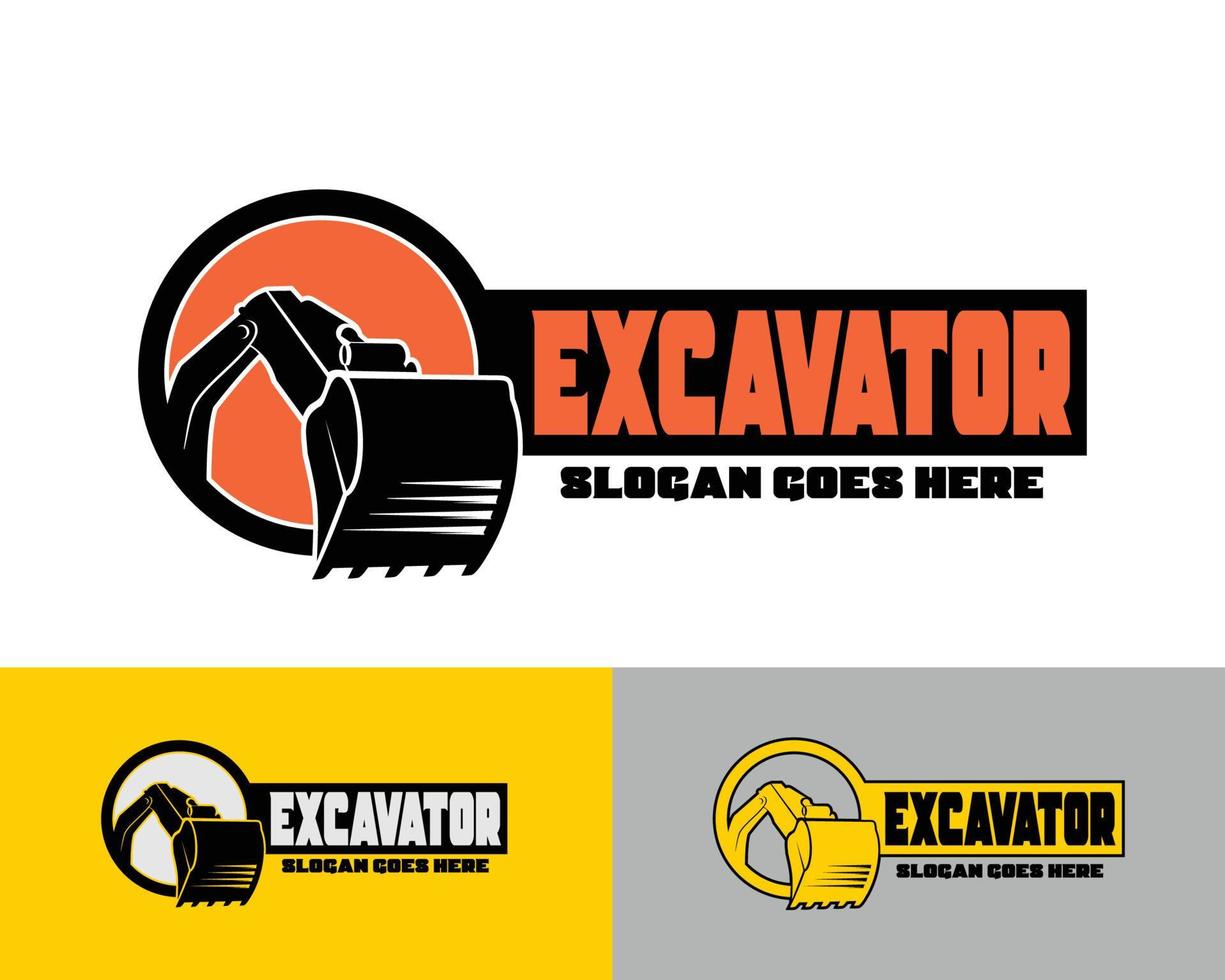 modèle de logo d'excavatrice, logo d'équipement lourd pour la construction vecteur