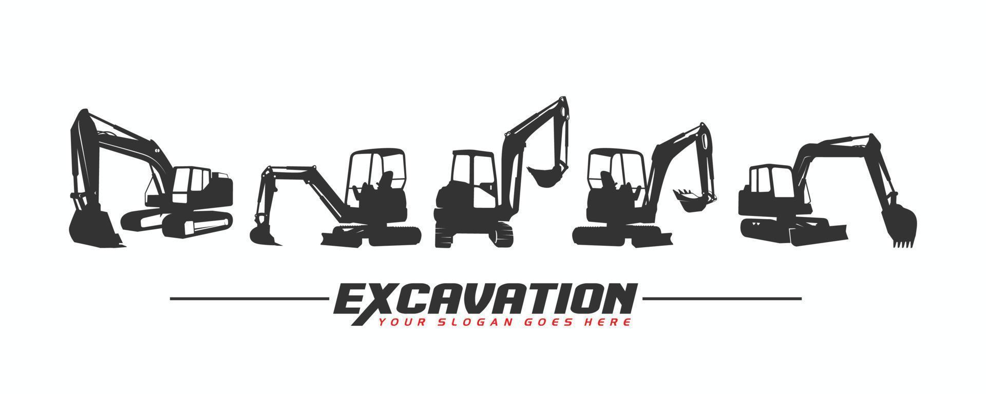modèle de logo d'excavatrice, logo d'équipement lourd pour la construction vecteur