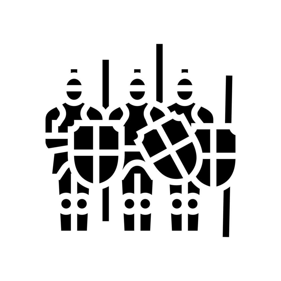 illustration vectorielle de l'icône du glyphe médiéval de l'armée vecteur