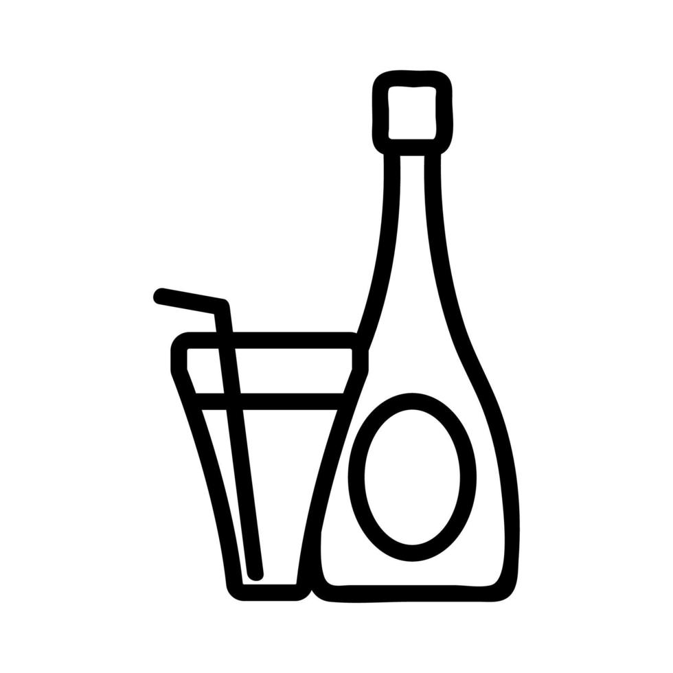 illustration de contour vectoriel icône verre bouteille de vin