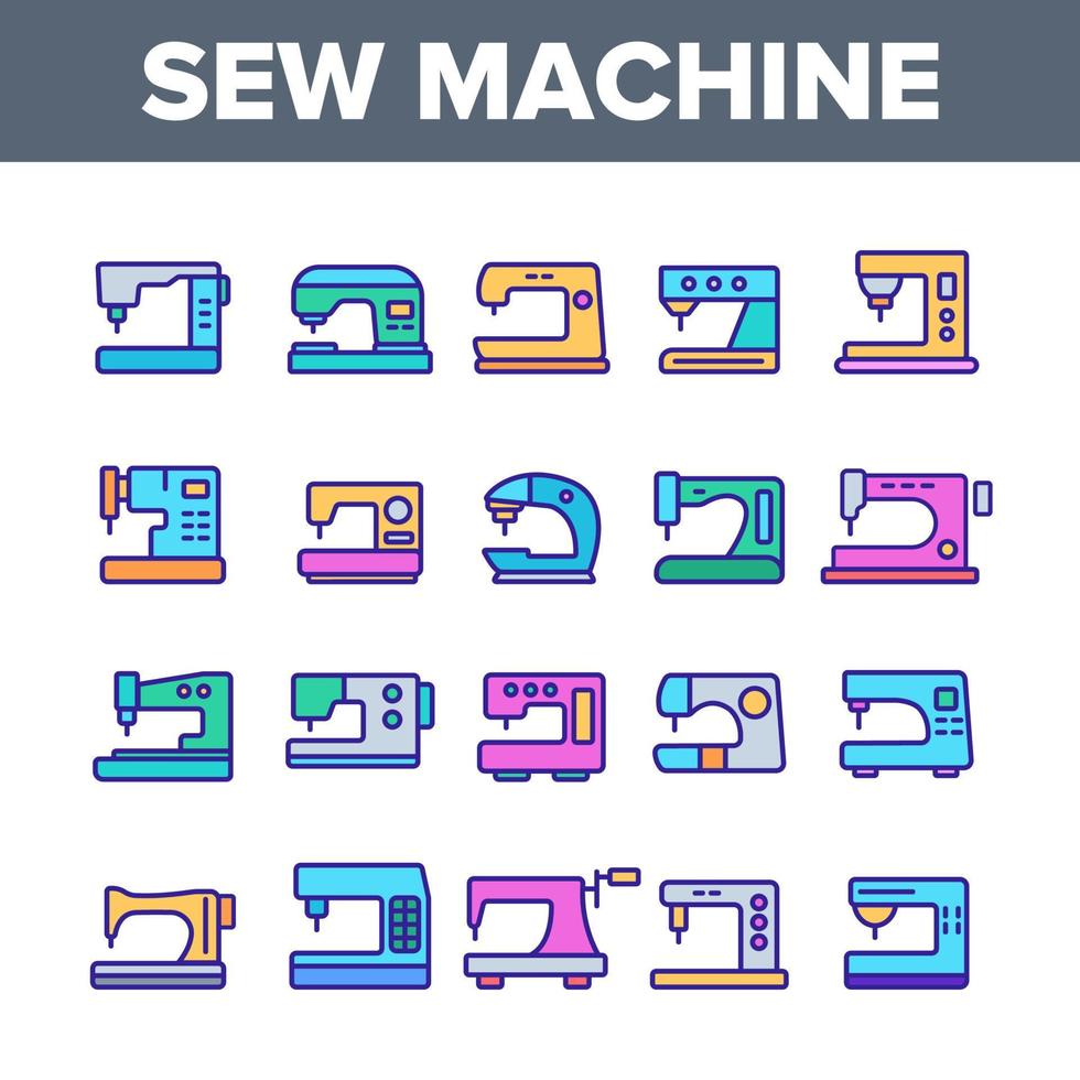 machines à coudre, ensemble d'icônes linéaires vectorielles d'équipement sur mesure vecteur