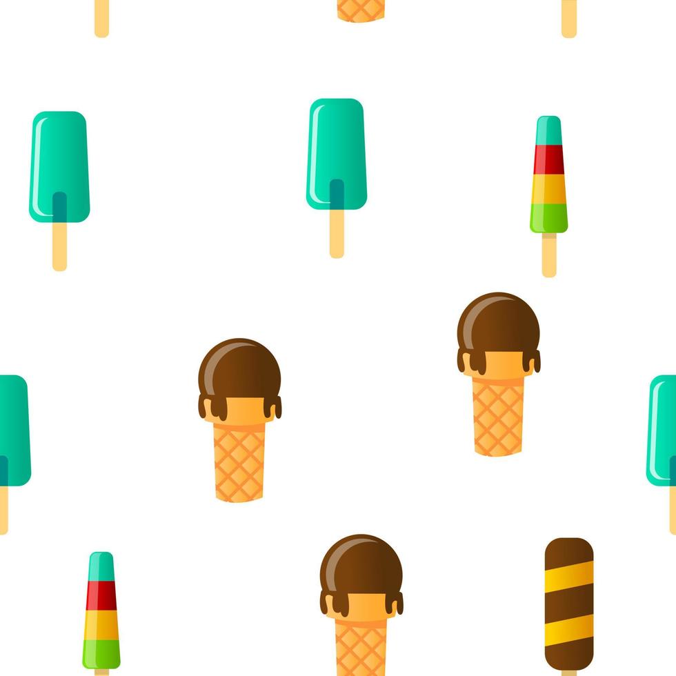 jeu d'icônes de crème glacée modèle sans couture vectoriel