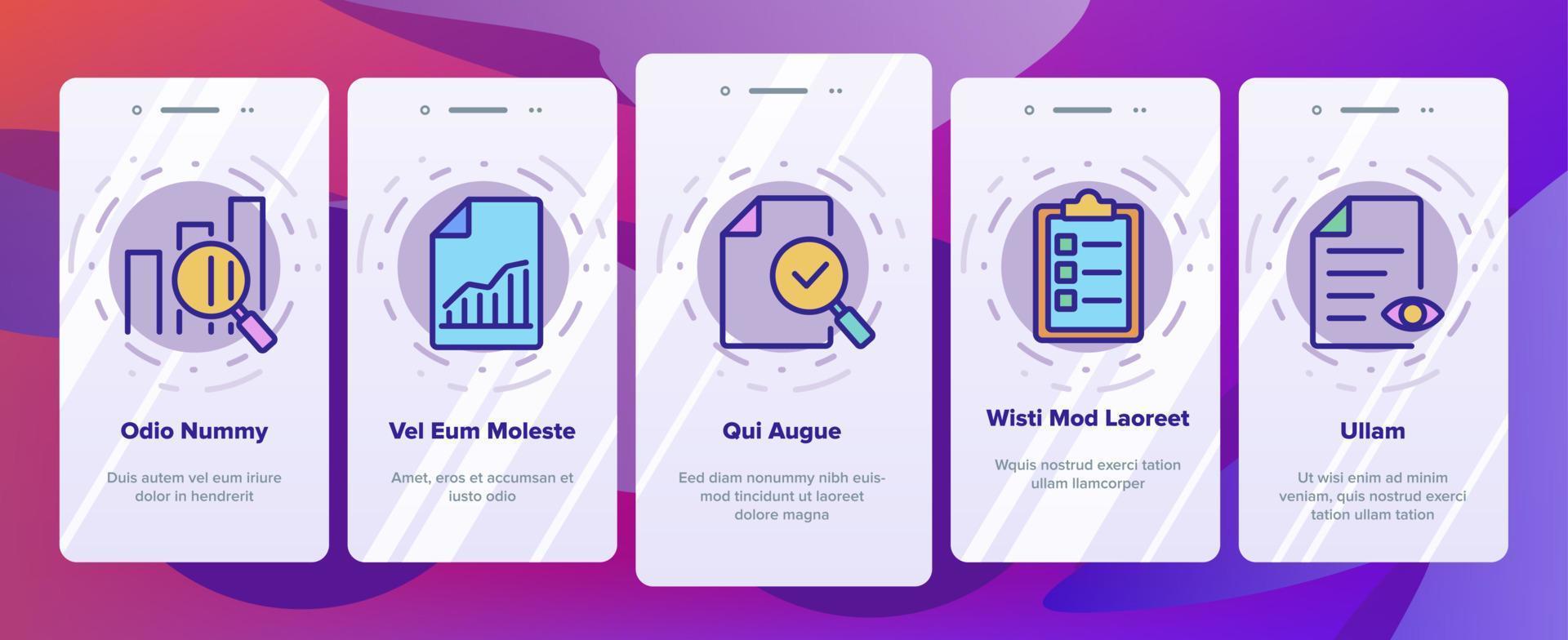 audit finance rapport onboarding icons set vector