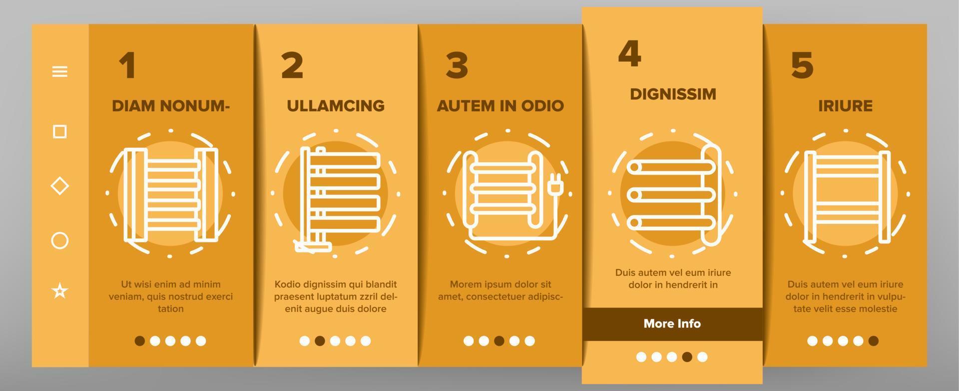 porte-serviettes chauffant onboarding icons set vector