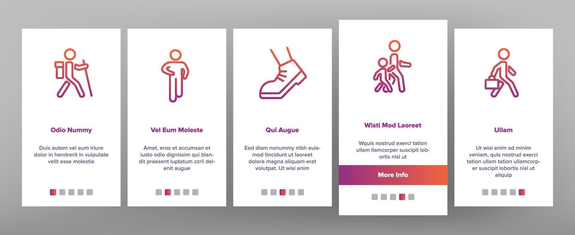 marcher les gens motion onboarding icons set vector