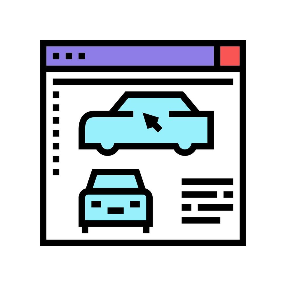 illustration vectorielle d'icône de couleur de programme de modélisation de voiture vecteur