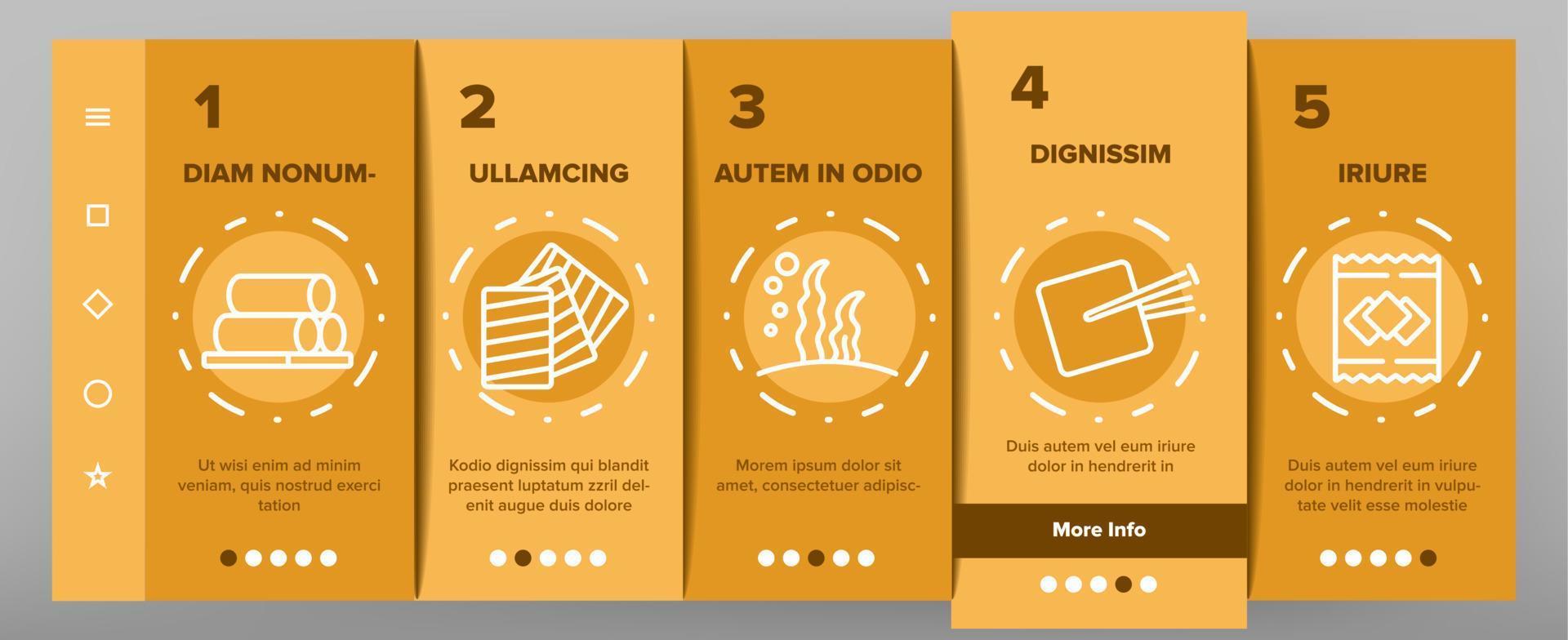 nori algue asie nourriture onboarding icons set vector