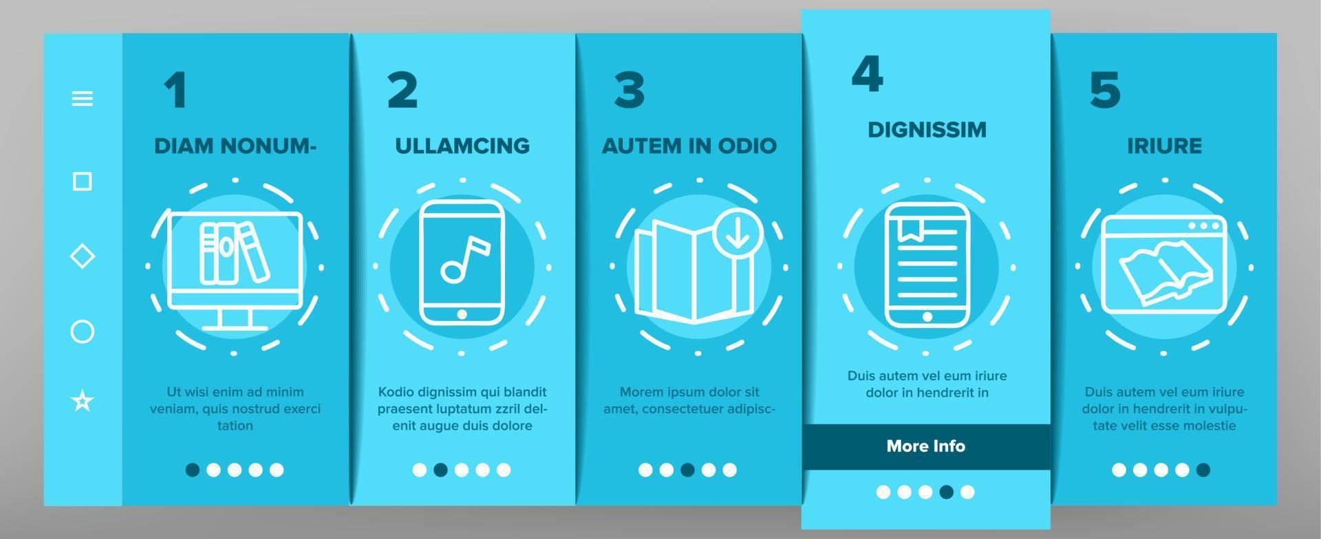 ebook outil électronique onboarding icons set vector