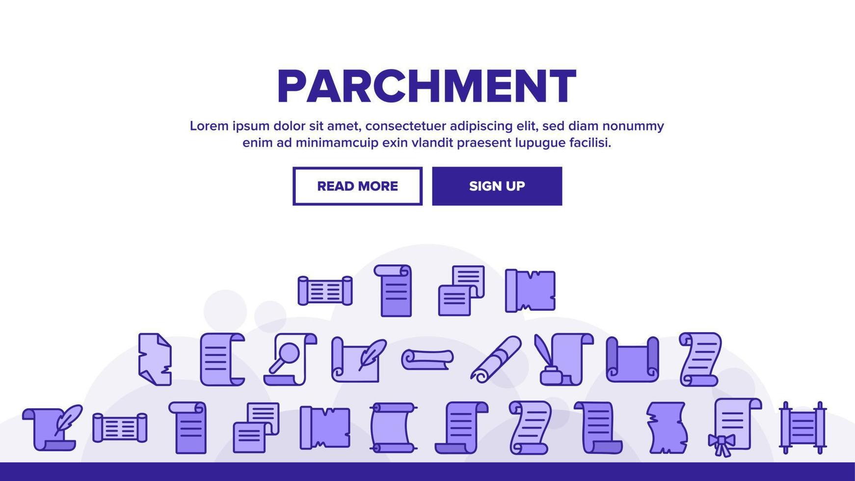 vecteur d'en-tête d'atterrissage de parchemin