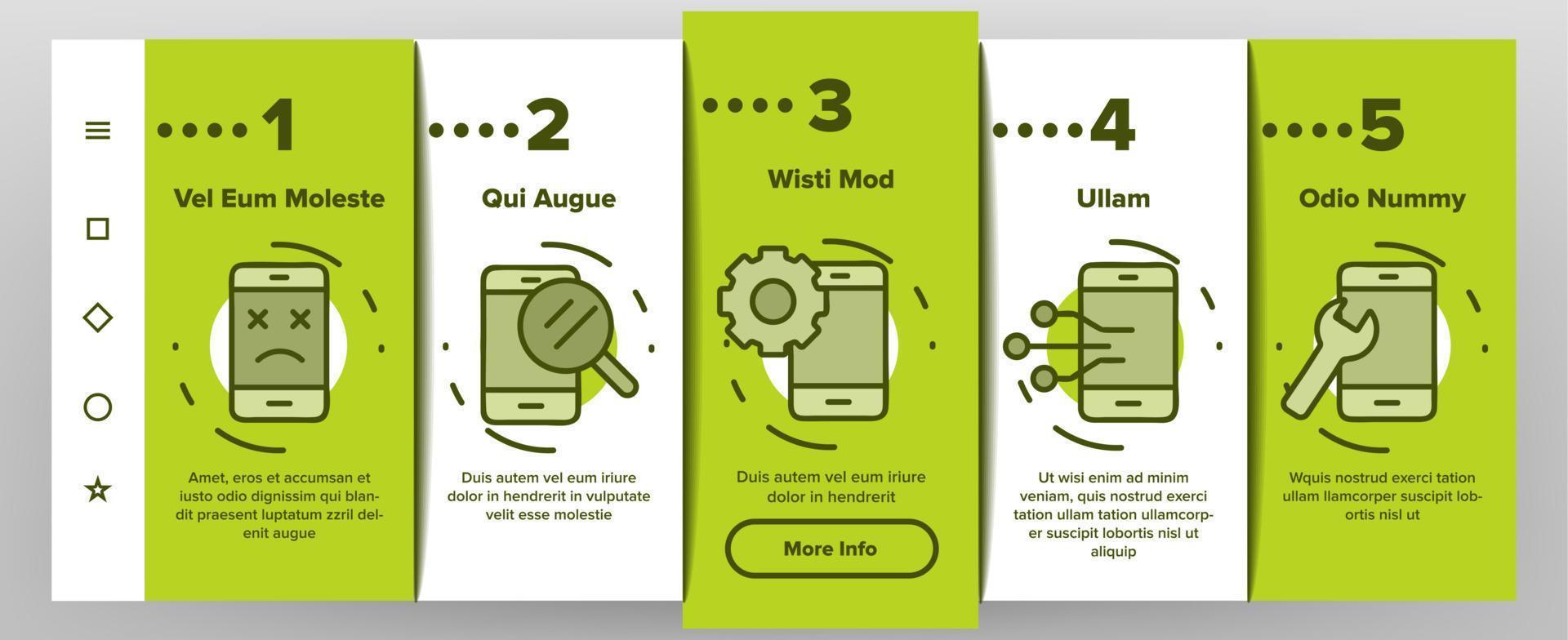 service de réparation de téléphone onboarding icons set vector