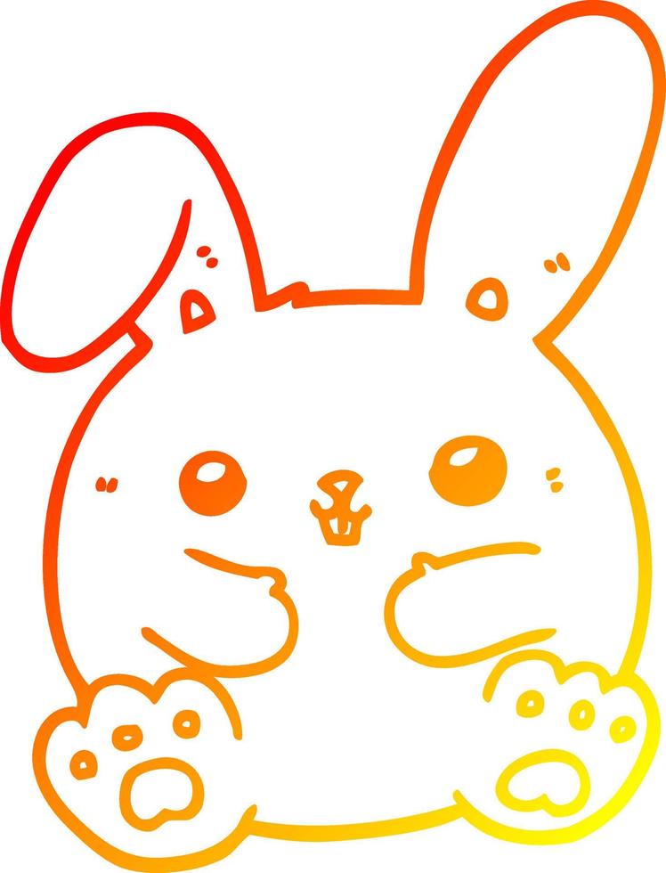 ligne de gradient chaud dessinant un lapin de dessin animé vecteur