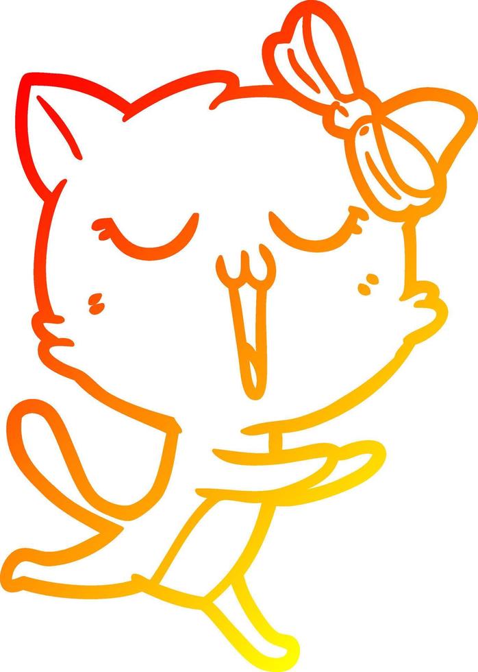 chat de dessin animé de dessin de ligne de gradient chaud vecteur