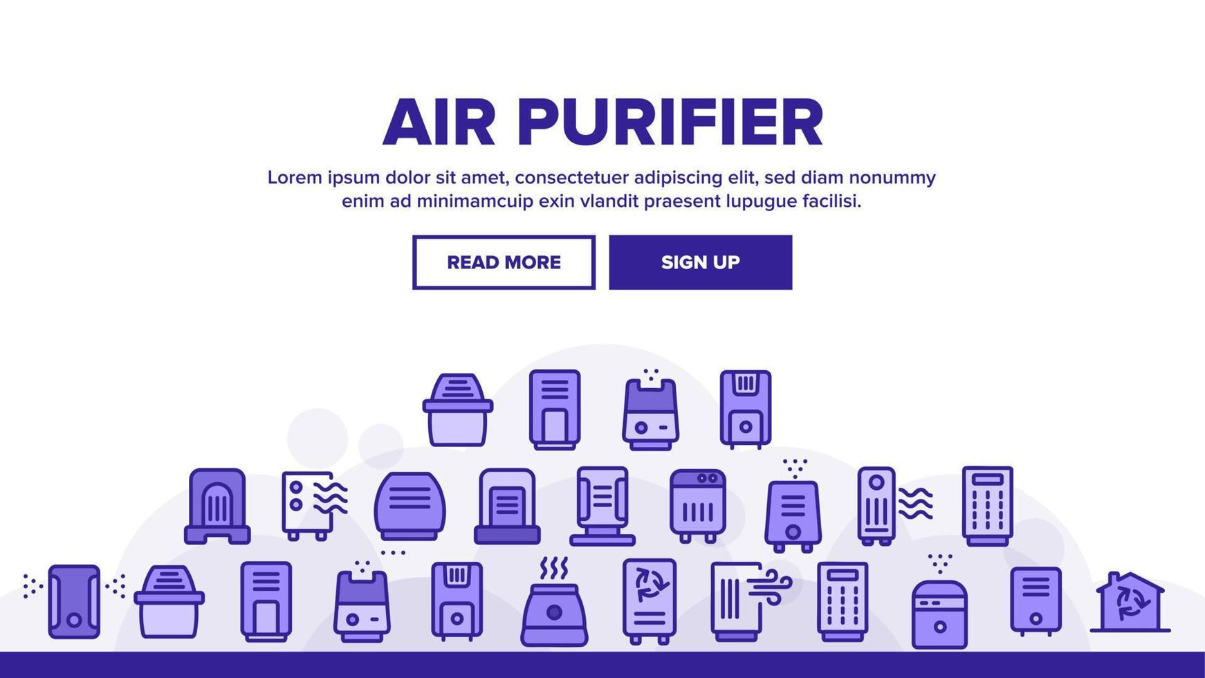 vecteur d'en-tête d'atterrissage de dispositifs de purificateur d'air