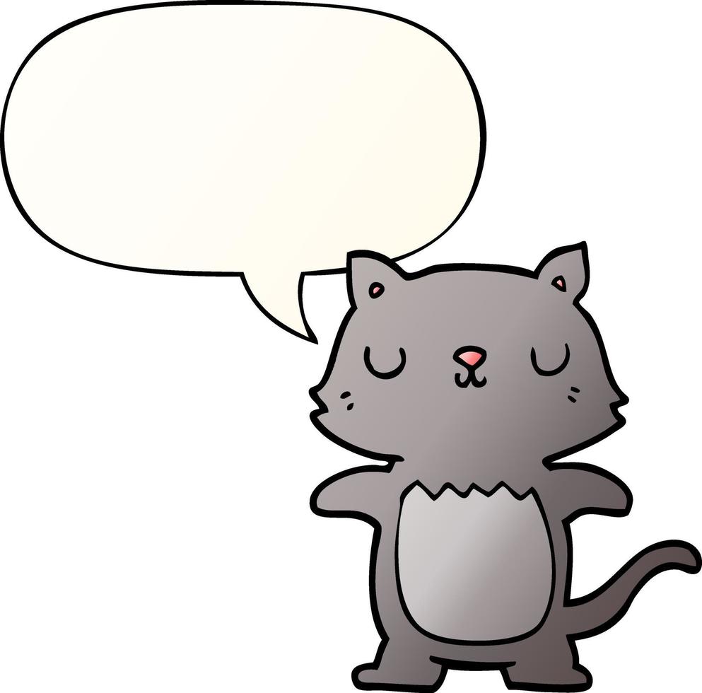chat de dessin animé et bulle de dialogue dans un style de dégradé lisse vecteur