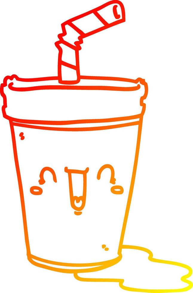 ligne de gradient chaud dessinant un soda de dessin animé mignon vecteur
