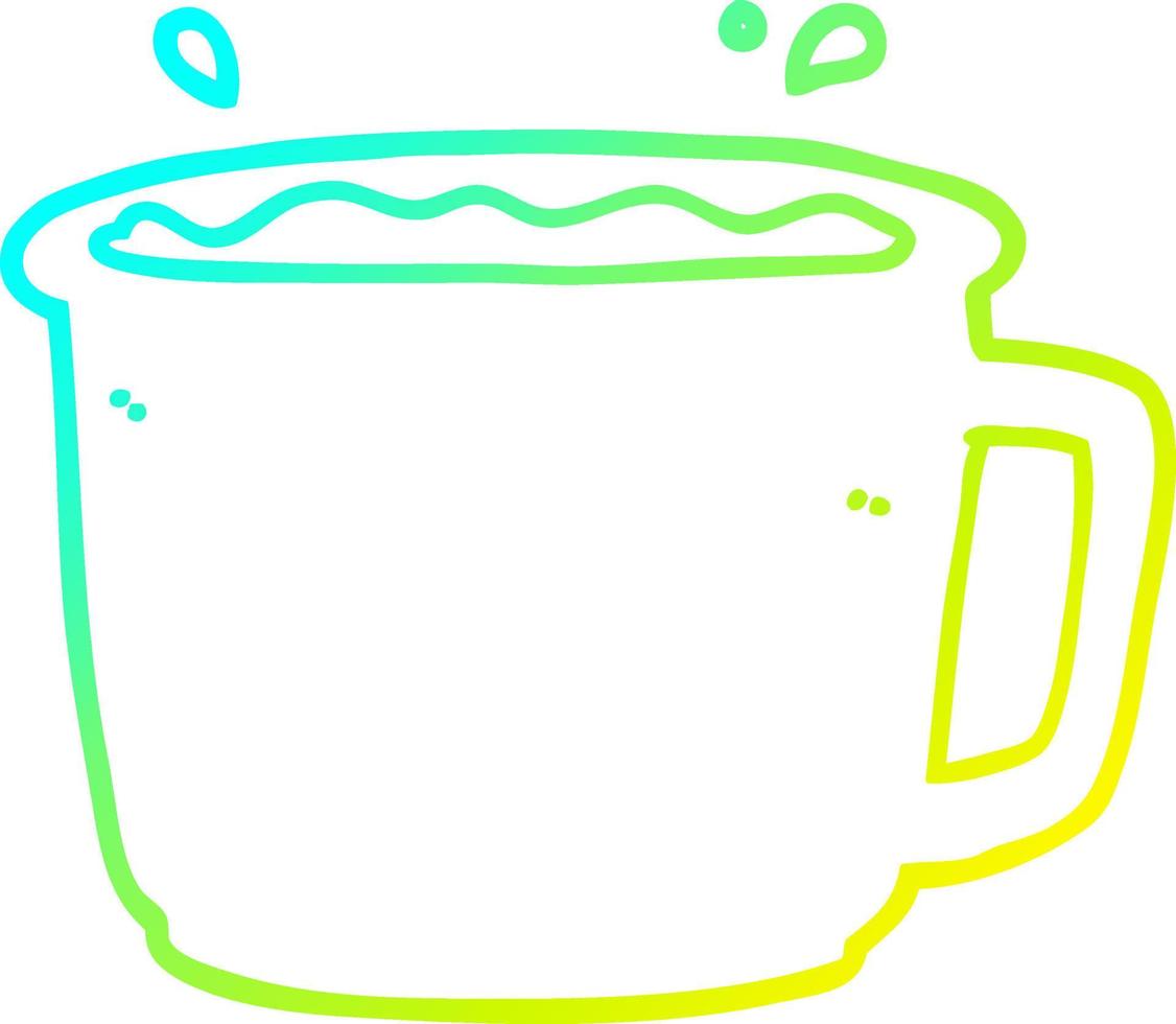 ligne de gradient froid dessinant une tasse de café de dessin animé vecteur