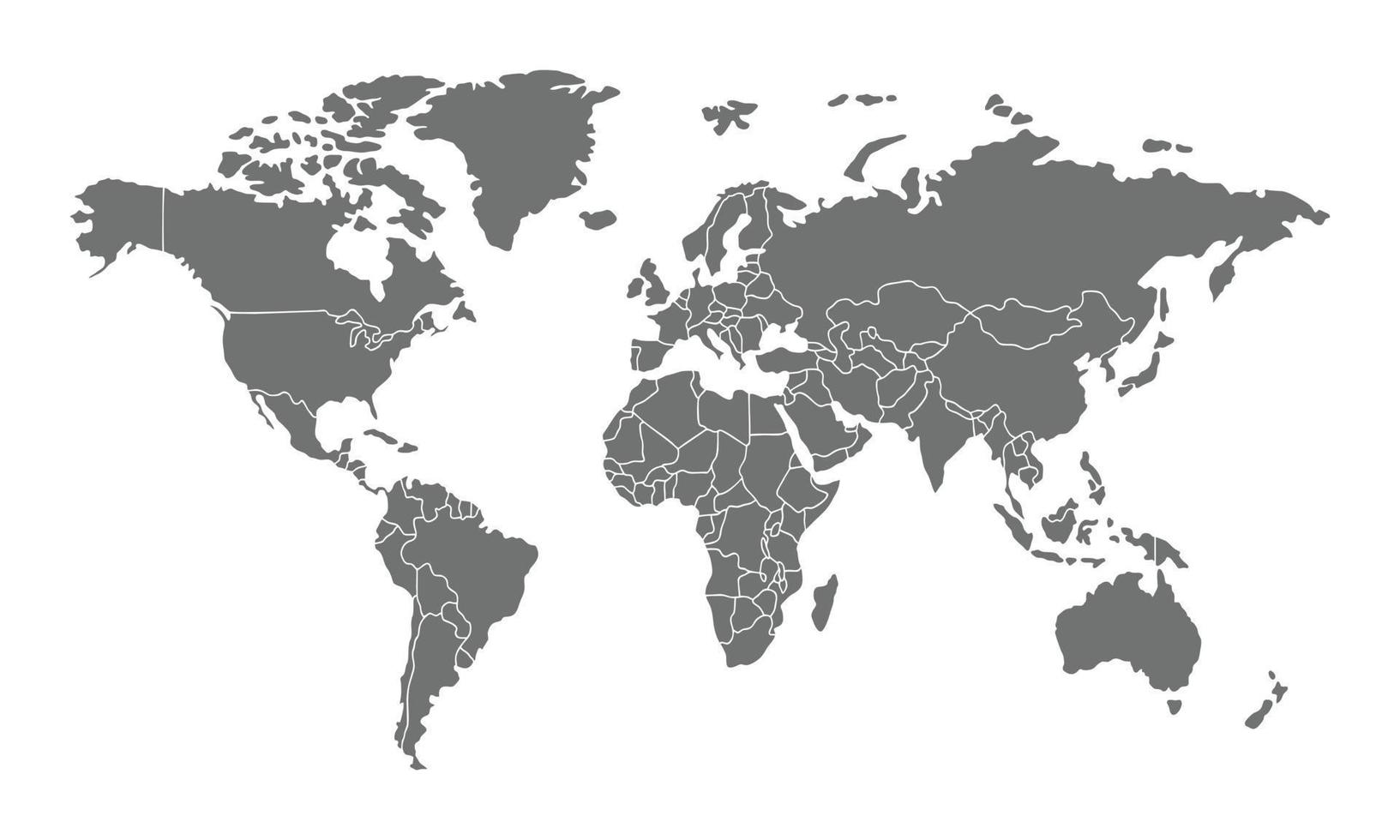 fond de carte du monde couleur grise avec frontières nationales vecteur