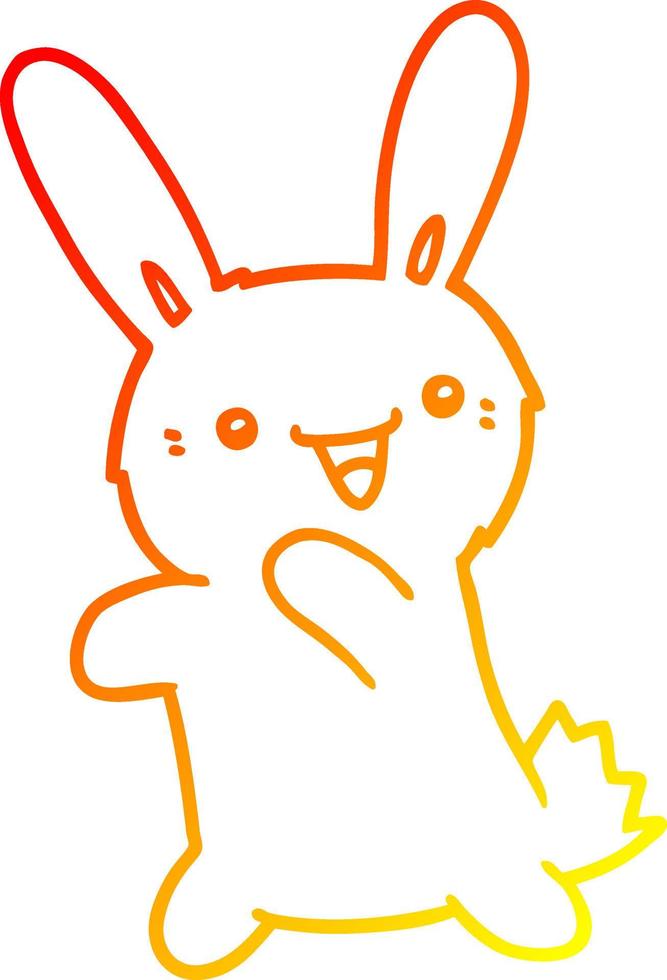 ligne de gradient chaud dessinant un lapin de dessin animé vecteur