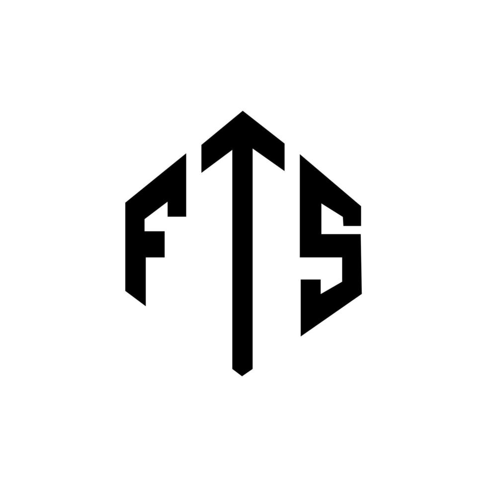 création de logo de lettre fts avec forme de polygone. création de logo en forme de polygone et de cube fts. modèle de logo vectoriel hexagone fts couleurs blanches et noires. monogramme fts, logo d'entreprise et immobilier.