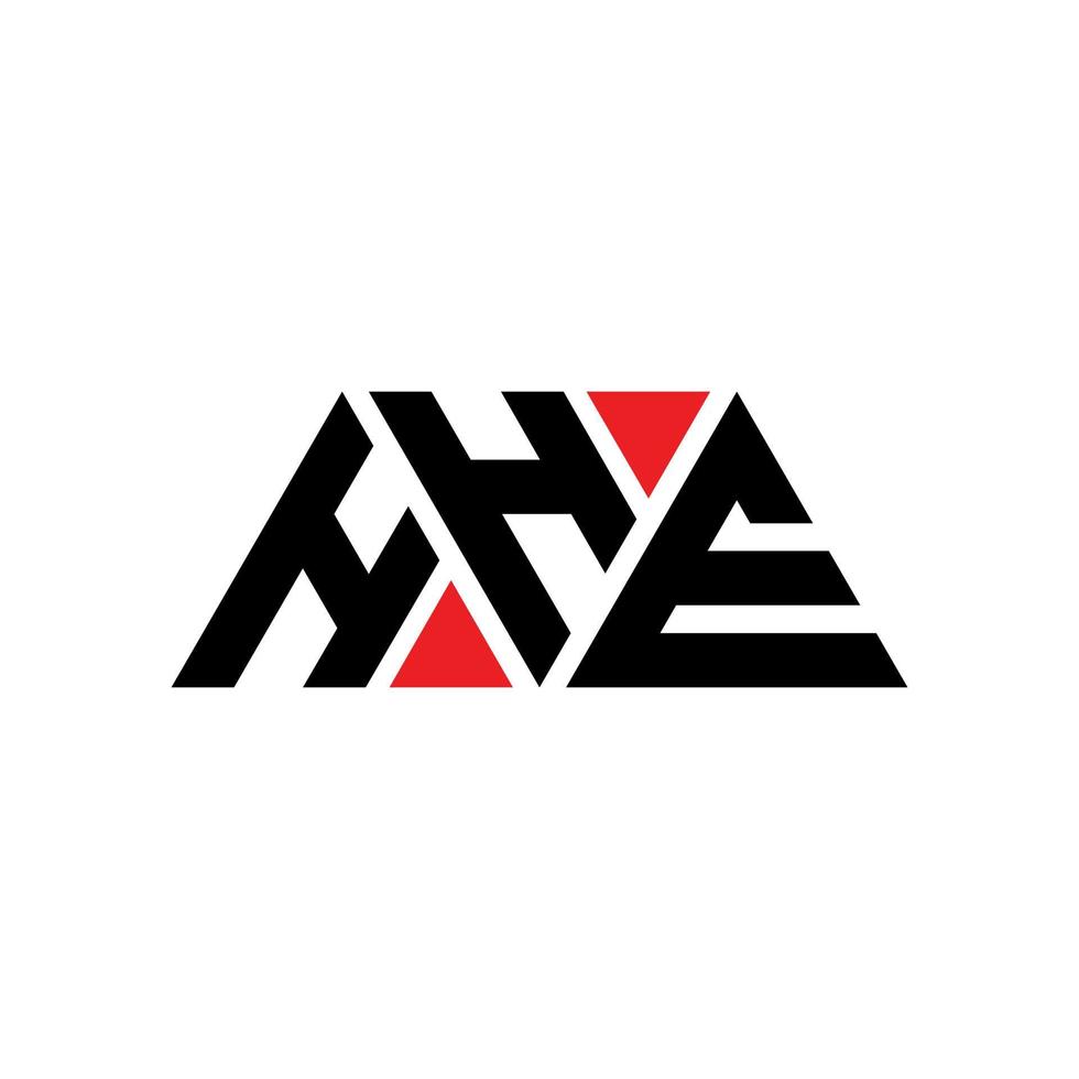 création de logo de lettre triangle hhe avec forme de triangle. hhe monogramme de conception de logo triangle. modèle de logo vectoriel triangle hhe avec couleur rouge. hhe logo triangulaire logo simple, élégant et luxueux. hhé