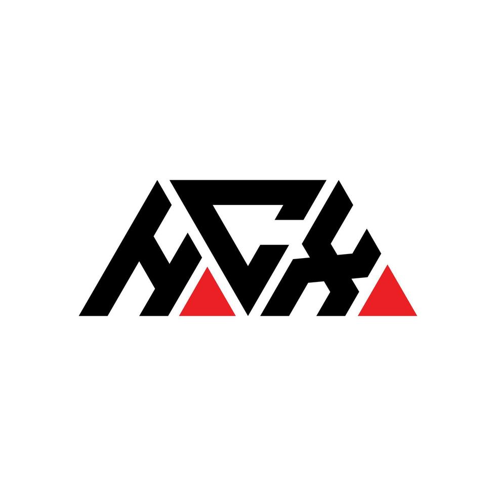 création de logo de lettre triangle hcx avec forme de triangle. monogramme de conception de logo triangle hcx. modèle de logo vectoriel triangle hcx avec couleur rouge. logo triangulaire hcx logo simple, élégant et luxueux. hx