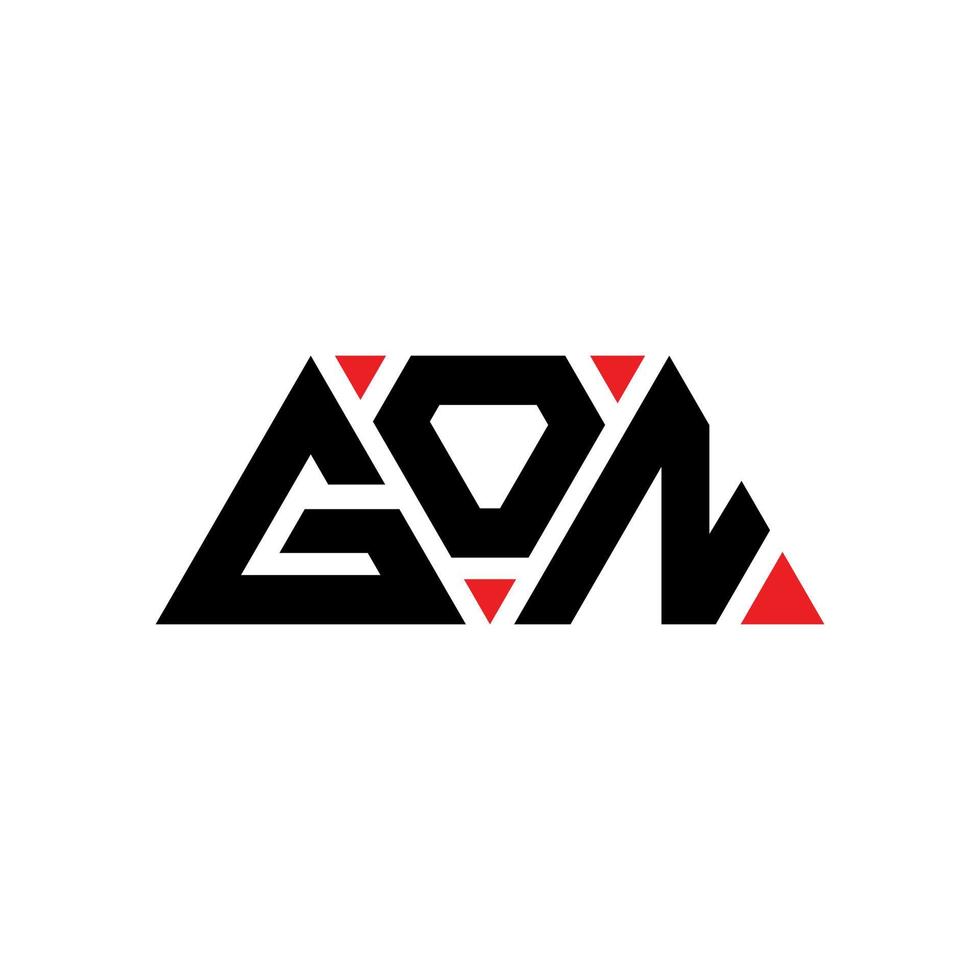 création de logo de lettre triangle gon avec forme de triangle. monogramme de conception de logo triangle gon. modèle de logo vectoriel triangle gon avec couleur rouge. logo triangulaire gon logo simple, élégant et luxueux. gon