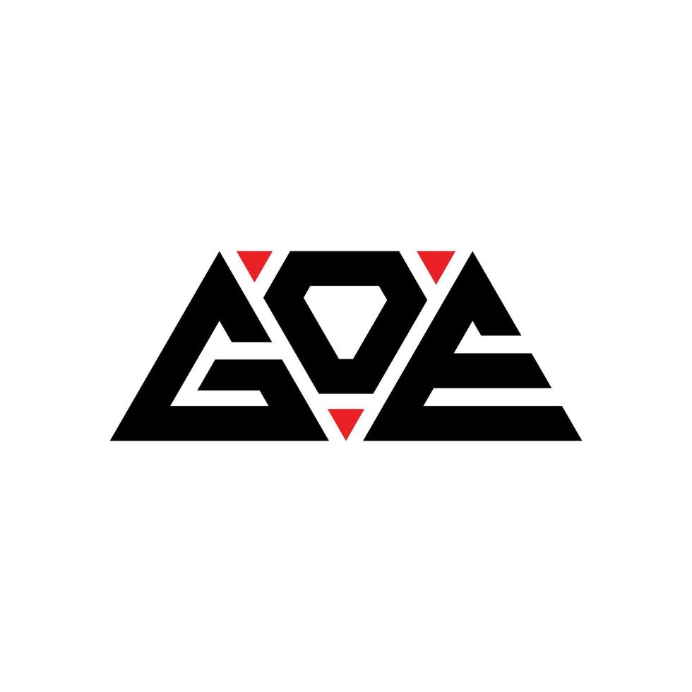 création de logo de lettre triangle goe avec forme de triangle. monogramme de conception de logo triangle goe. aller modèle de logo vectoriel triangle avec la couleur rouge. goe logo triangulaire logo simple, élégant et luxueux. aller